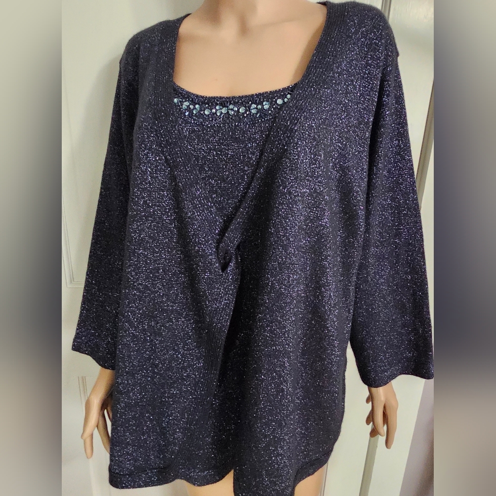 Susan Graver Blue Sparkle Top